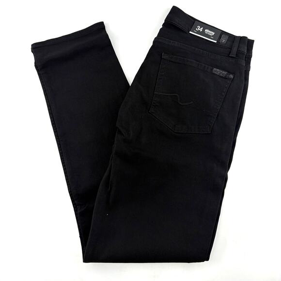 7 For all Mankind Men's Black Mid Waist Slimmy Luxe Performance Jeans Size 34 - Picture 5 of 11